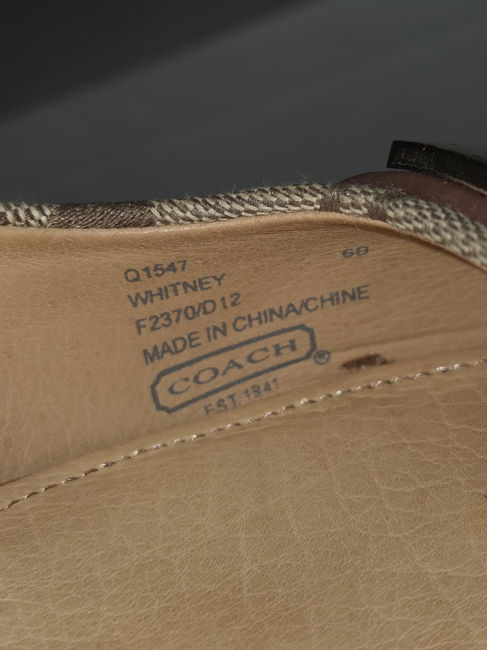COACH Whitney Signature Canvas & Leather Heels US Women Size 6B Khaki/Cinnamon - Picture 8 of 12